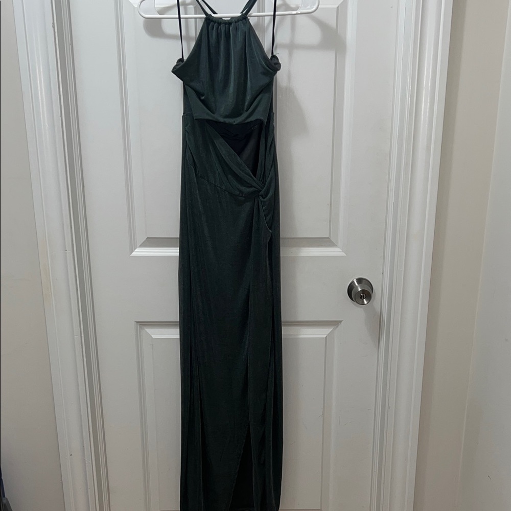 Halter Cutout Maxi Dress in Deep grey